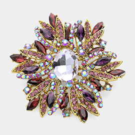 Glass Crystal Flower Brooch / Pendant